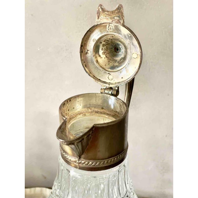 Vintage Cut Glass and Silver Plated Bar Set of Jug and Shaker, Italy, 1950s, Set of 2 For Sale - Image 10 of 11
