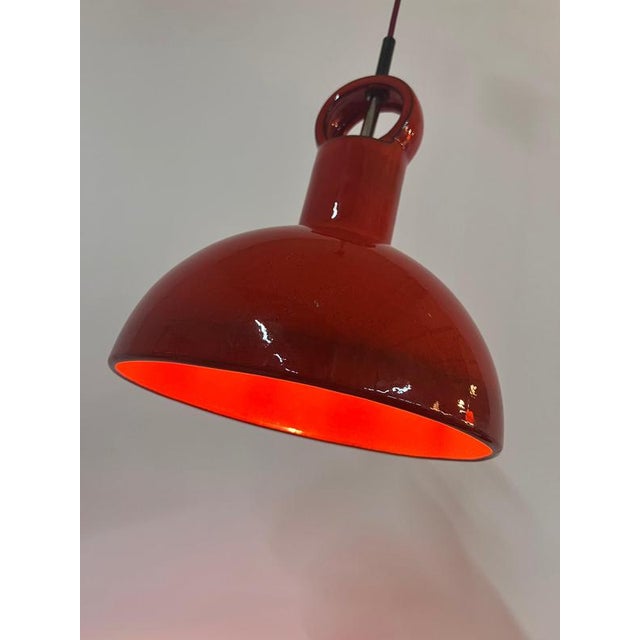 Red Ceramic Hanging Lamp For Sale - Image 6 of 11