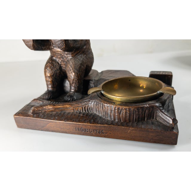 Wood Early 20th Century German Black Forest Pipe Holder Ashtray With Bear For Sale - Image 7 of 12