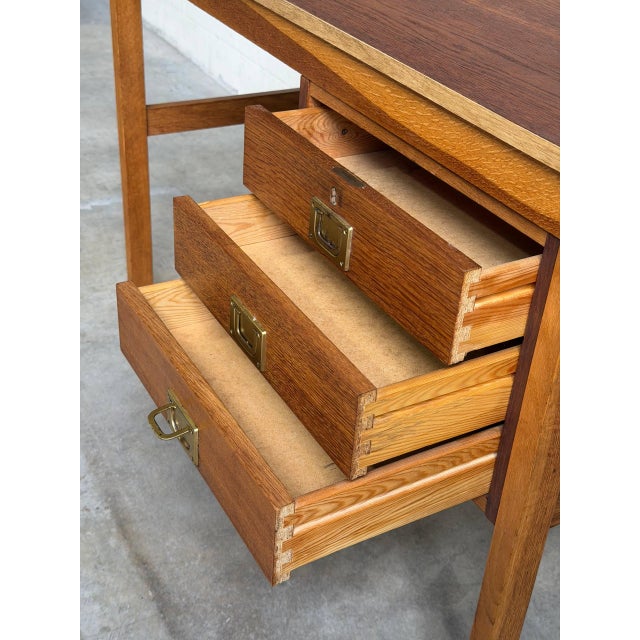 Brown Vintage Danish Modern Teak Writing Desk / Vanity Table, Denmark, 1960s. For Sale - Image 8 of 10