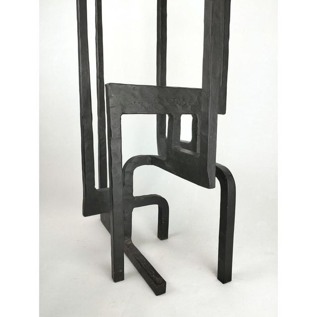 Black Large Brutalist Wrought Iron Floor Candlestick, 1960s For Sale - Image 8 of 11