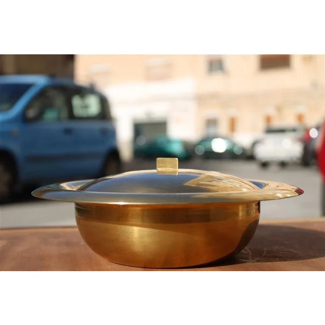 Circular Tobacco Box in Brass, Italy, 1950s For Sale - Image 11 of 11