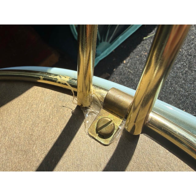 Vintage Mid-Century Hollywood Regency Brass Vanity Chair Stool - Pastel Blue Vinyl - George Koch Sons For Sale - Image 6 of 12