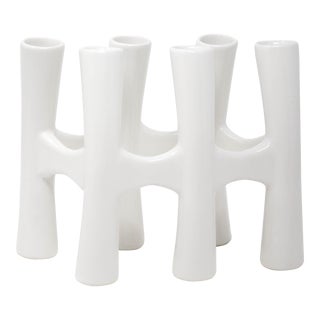 Vintage White Sculptural Ikebana Vase For Sale