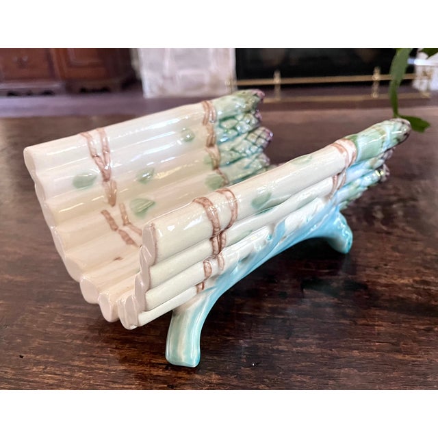 Asparagus Antique French Keller & Guérin Lunéville Barbotine Asparagus Server, Circa 1890 For Sale - Image 8 of 17