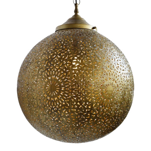 Vintage Brass Radha Globe Pendant Light For Sale