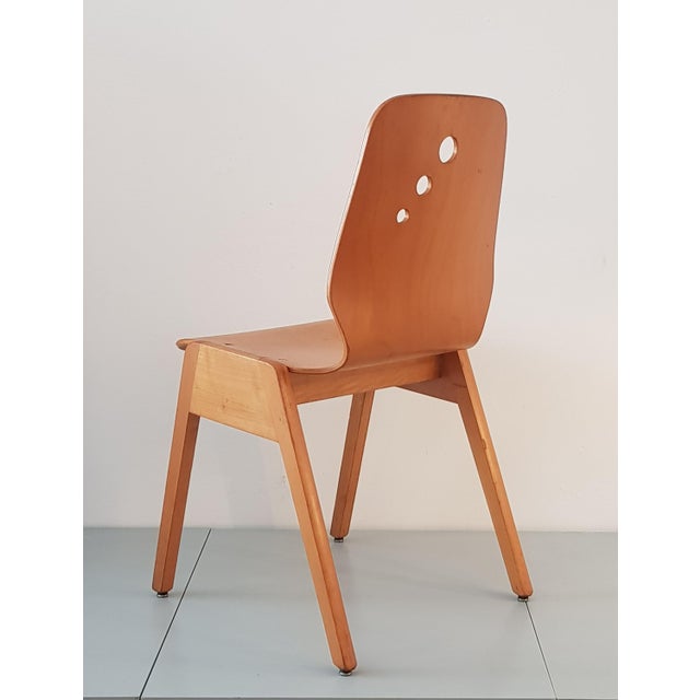 1970s Set of Stacking Chairs in Beech, 1960s For Sale - Image 5 of 17