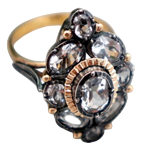 Gold and Silver Ring with Cut Quartz