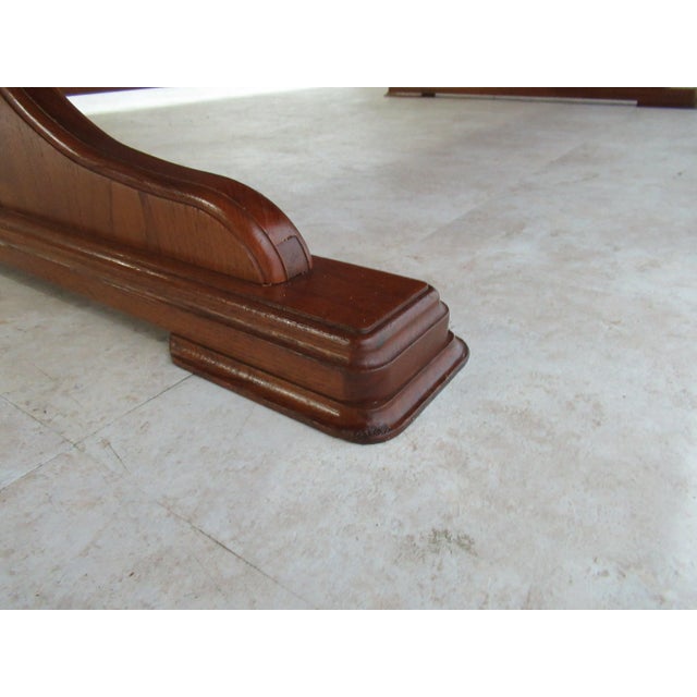 Vintage Teak Mid Century Dining Room Conference Table Custom Brass Inlay For Sale - Image 10 of 13