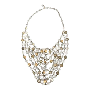 Vintage Austrian Beveled Cut Crystals Tiered Bib Necklace