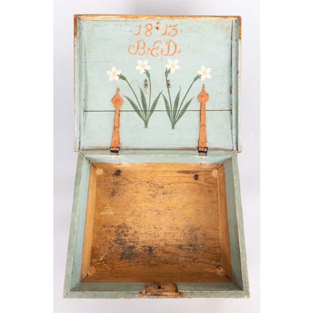 19th Century Swedish Folk Art Painted Marriage Trunk Bride's Box For Sale - Image 11 of 13
