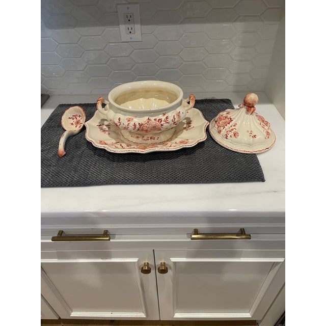 Vintage Italian Hand Painted Tureen With Underplate and Ladle For Sale In Philadelphia - Image 6 of 11