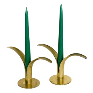 19MCM "Lily" Brass Candlestick Holders by Ivar Ålenius Björk for Ystad-Metall For Sale