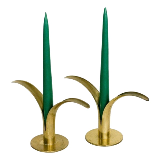 19MCM "Lily" Brass Candlestick Holders by Ivar Ålenius Björk for Ystad-Metall For Sale