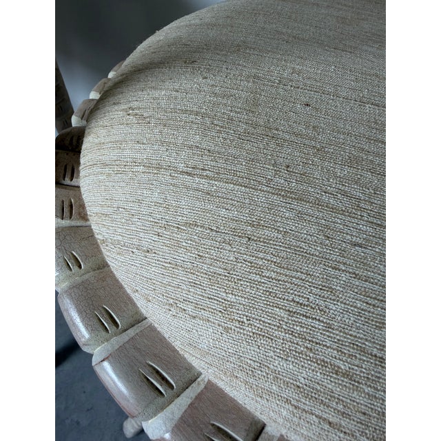 Vintage Carved Wood & Cane Swivel Bar Stools – A Pair For Sale - Image 12 of 12