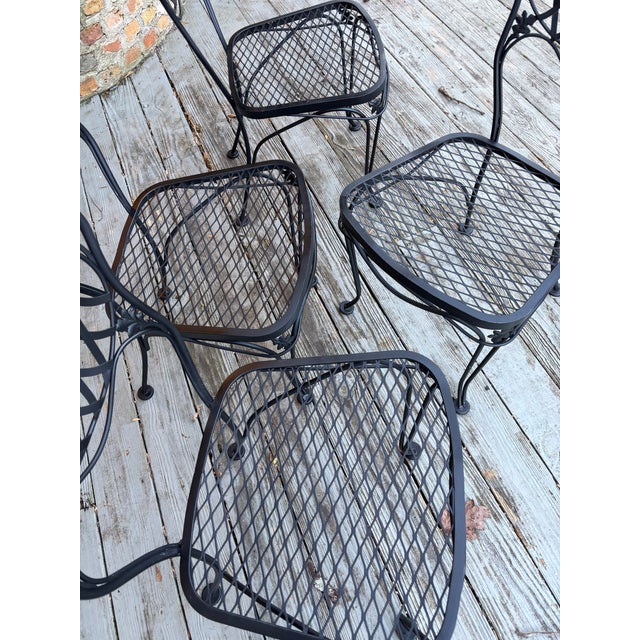 Mid 20th Century Mid 20th Century Woodard Florentine Orleans Pattern Iron Patio Chairs - Set of 4 For Sale - Image 5 of 8
