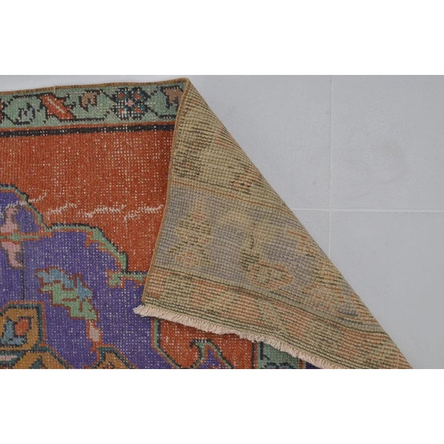 1950s 1950s Anatolian Floral Oushak Hallway Runner For Sale - Image 5 of 10