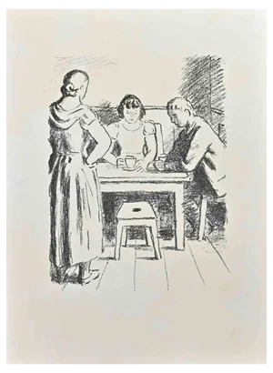 Wilhelm Gimmi, Breakfast, Lithograph, 1955