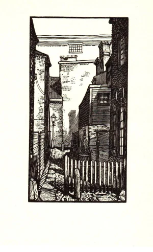 1938 Michael Gallagher 'Bladen's Court (Philadelphia)' Modernism Black & White Woodblock