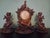 This set of three(3) pieces is made on Brienz ,Switzerland. Two vase holder with pheasants, walnut wood, floreal design...