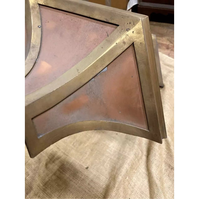 Vintage Handmade Outdoor Lantern in Light Brass and Copper For Sale - Image 4 of 9