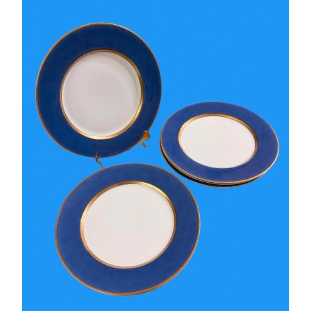 1980s Vintage Fitz and Floyd Porcelain Renaissance Blue Platters - Set of 6 For Sale - Image 5 of 10
