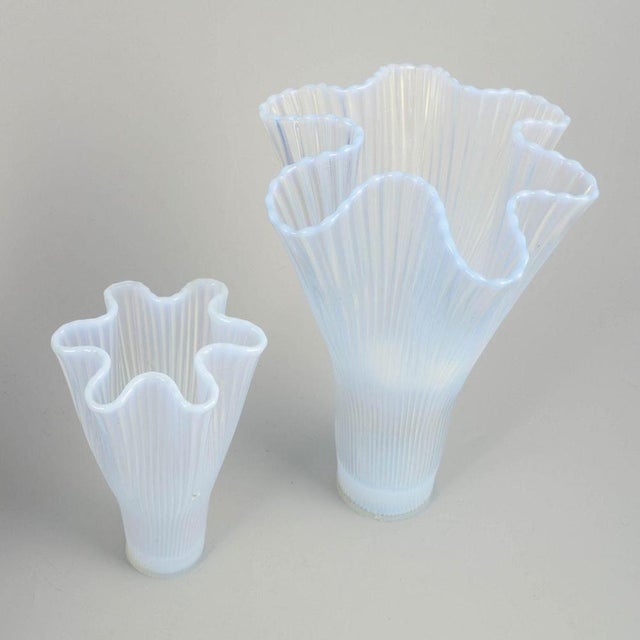 Arthur percy for gullaskruf two “reffla” art glass vases, 1970s. Two mouth-blown vases in opalised glass from the “reffla”...