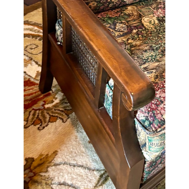 Traditional Antique Hardwood and Cane Lounge Chair For Sale - Image 3 of 5
