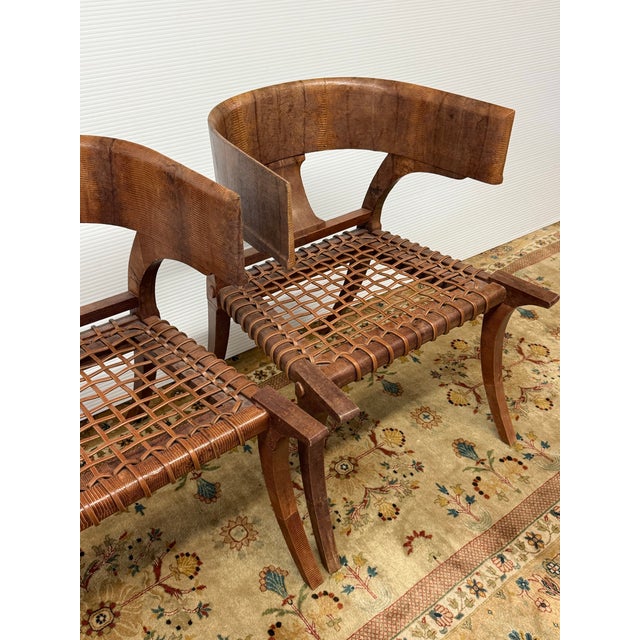 Mediterranean Lizard Wrapped Klismos Dining Chairs, Pair For Sale - Image 3 of 12