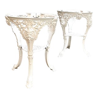 Pair of Cast Iron Side Tables For Sale