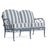 Brown Jordan Calcutta Loveseat in Sapphire with Sapphire Stripe and Sea Salt Welt Cushions For Sale