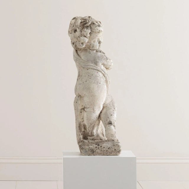 Early 20th Century Italian Concrete Garden Cherub Statue For Sale - Image 4 of 9