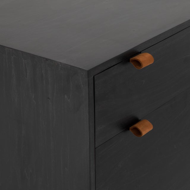 Contemporary Four Hands Trey Desk System With Filing Cabinet, Black Wash Poplar For Sale - Image 3 of 11