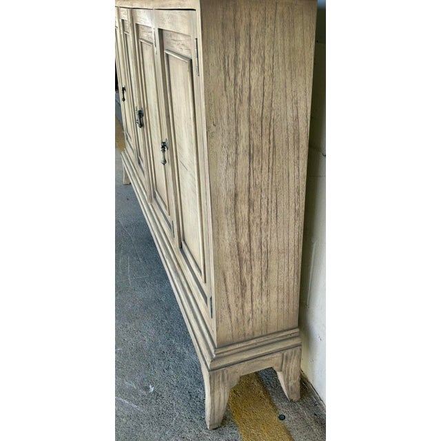 Rustic Antique White Wood Four Door Buffet For Sale - Image 4 of 6
