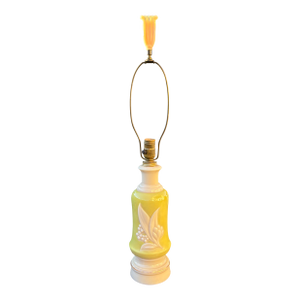 1930s Cream and Green Aladdin Uranium Glass Alacite Lamp With Alacite Finial Unmarked! It Glows!