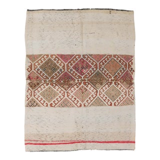Decorative Vintage Turkish Kilim Rug - 4`7″ X 5`7″ Ft. For Sale