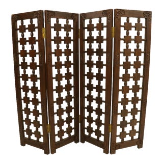 1970s Vintage 4 Fold Table Screen For Sale