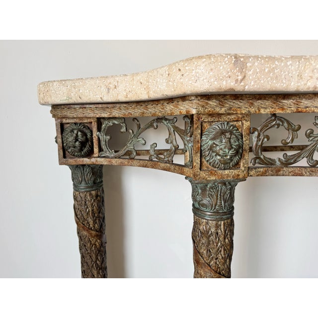 Vintage Maitland Smith Bronze and Metal Console Table With Stone-Top/ Sold For Sale - Image 11 of 12