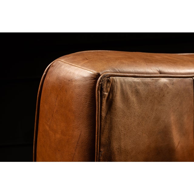 Vintage Leather Club Sofa in Brown For Sale In Chicago - Image 6 of 7