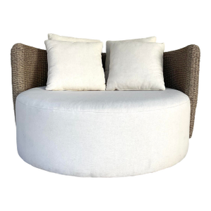 Organic Modern Taupe Wicker Indoor/Outdoor Sunset Swivel Day Bed