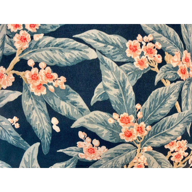 2010s Pair of 20” Square Pillows With a Green & Pink Velour Floral Pattern -Made in U K For Sale - Image 5 of 12