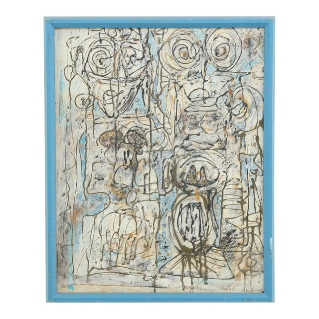Mid-Century Abstract Composition Painting, Jack Wise For Sale