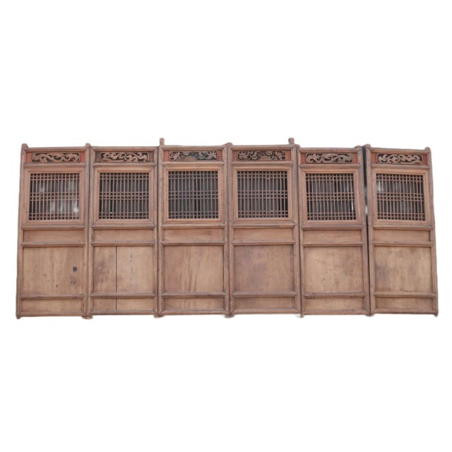 Antique Chinese Wood Screen Panels-Set of 6 For Sale - Image 4 of 4
