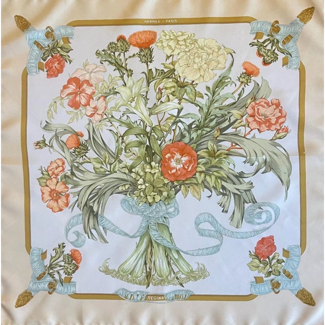 Hermès gavroche Silk scarf “regina” 1977. Please note this item is in good condition with minor wear consistent with age...