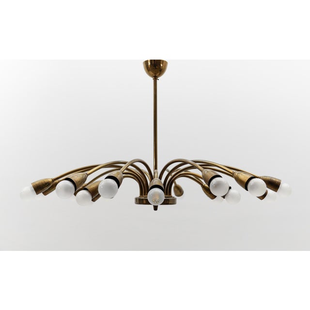 Large Mid-Century Modern Brass Sputnik Lamp, Austrian, 1950s For Sale - Image 15 of 15
