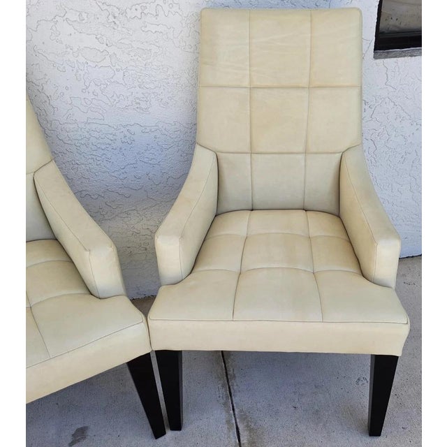 Barbara Barry for Henredon Leather Dining Accent Armchairs Set of 2 For Sale - Image 9 of 18