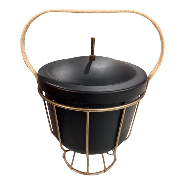 1950s Atomic Wire Cage Pyrex Ice Bucket, Attributed to Ernest Sohn For Sale
