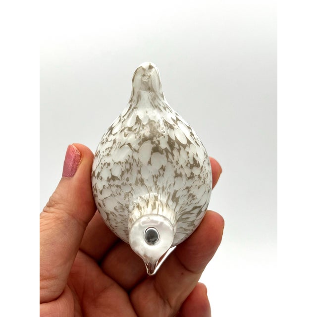 1980s Oiva Toikka Art Glass Willow Grouse Toikka Nuutajarvi Finland White & Gary For Sale In Washington DC - Image 6 of 7