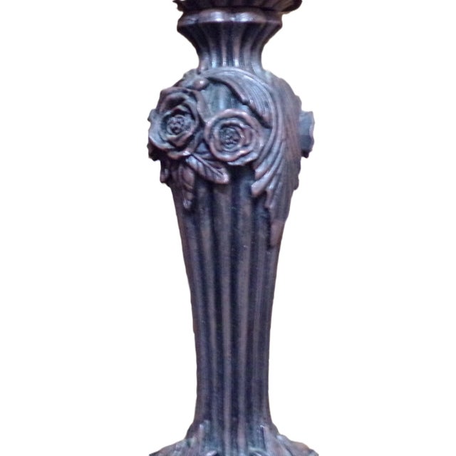 Textile Vintage Cheyenne Victorian Stye Accent Lamp - Resin Base, Filigree/Green Felt Shade For Sale - Image 7 of 15