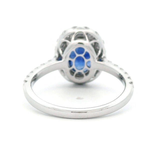 Alexander Beverly Hills Gia 3.03ct No-Heat Oval Ceylon Sapphire & Diamond Ring, Size 6.25 For Sale - Image 4 of 4
